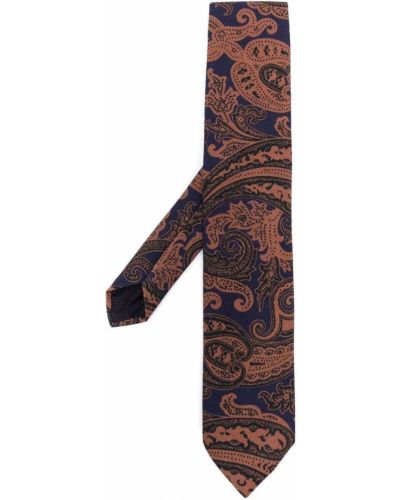 Corbata de cachemir con estampado con estampado de cachemira Lardini azul