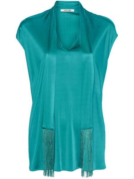 Блуза с v-образно деколте Roberto Cavalli зелено
