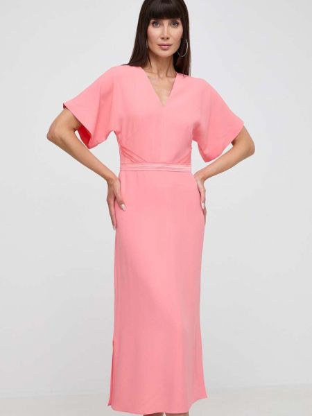 Oversized hosszú ruha Boss rózsaszín