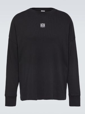 Camiseta de manga larga de algodón Loewe negro