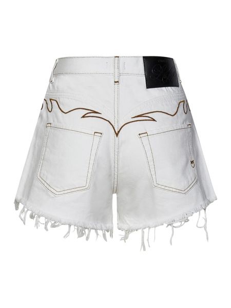 Pantalones cortos vaqueros con bordado de cintura alta Pinko blanco