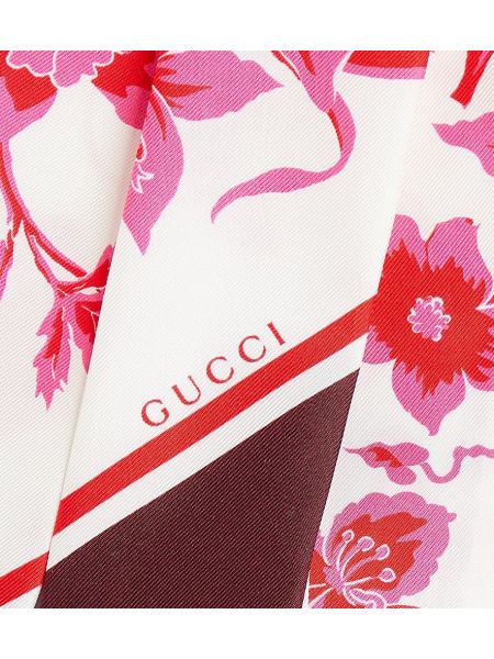 Svilen šal s cvetličnim vzorcem Gucci