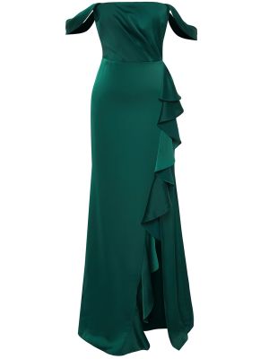 Saténové večerní šaty Trendyol zelené
