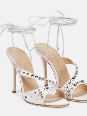 Svilene satenske sandale Alessandra Rich bijela