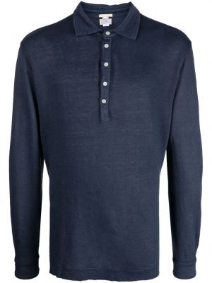 Lininis polo marškinėliai Massimo Alba mėlyna