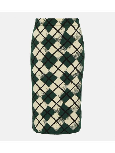 Καρό βαμβακερή midi φούστα Burberry πράσινο