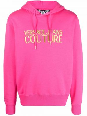 Sudadera con capucha con bordado Versace Jeans Couture rosa