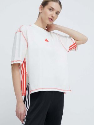 Koszulka bawełniana Adidas beżowa