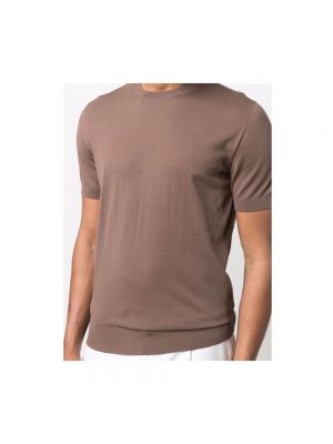 Camiseta de algodón de cuello redondo Mauro Ottaviani marrón