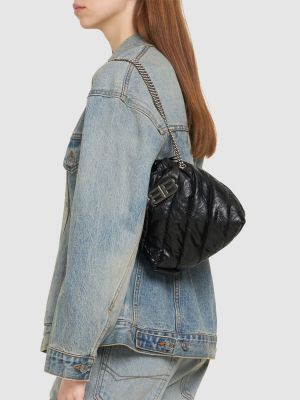 Καπιτονέ δερμάτινη τσάντα shopper Balenciaga μαύρο