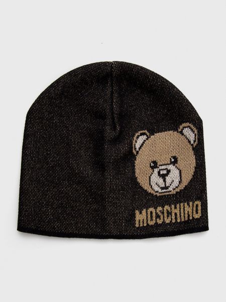 Dzianinowa czapka z daszkiem Moschino czarna