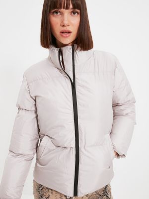Pernata jakna sa stojećim ovratnikom oversized Trendyol siva