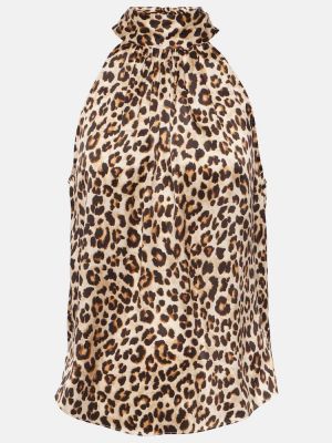 Hodvábny top s potlačou s leopardím vzorom Veronica Beard