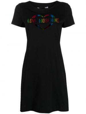 Рубашка платье с принтом металлическое Love Moschino, черное