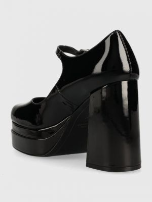 Pantofi cu toc din piele cu toc Karl Lagerfeld negru