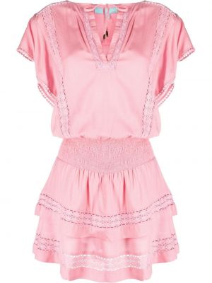 Fodros pamut hímzett mini ruha Melissa Odabash - rózsaszín