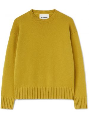 Кашмирен пуловер с кръгло деколте Jil Sander жълто
