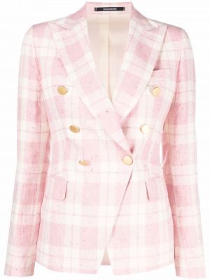 Sjekket lang blazer Tagliatore rosa