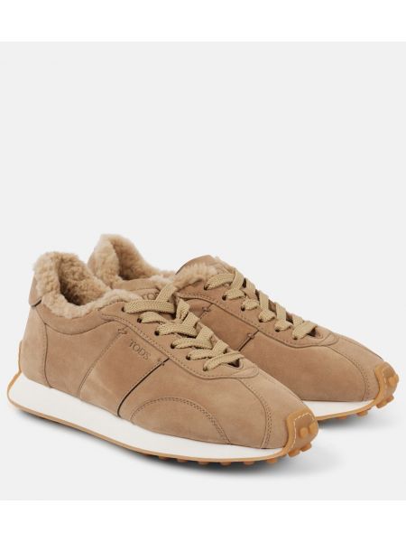 Semsket skinn sneakers Tod's beige