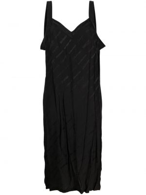 Svilena obleka s potiskom Balenciaga črna