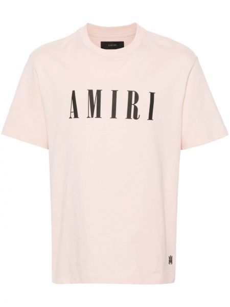 Βαμβακερή μπλούζα με σχέδιο Amiri ροζ