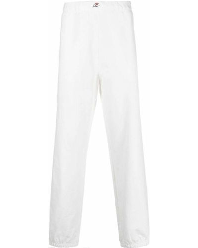 Bavlněné sportovní kalhoty s výšivkou Diesel bílé