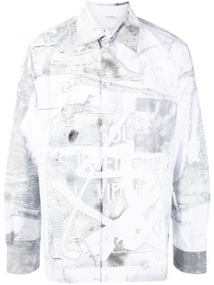 Oversize hemd aus baumwoll mit print Off-white
