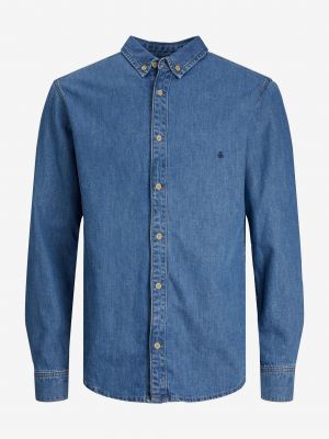 Rifľová košeľa Jack & Jones modrá