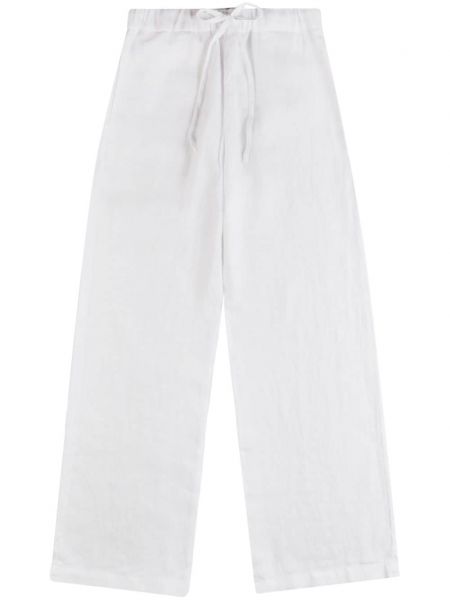 Lněné rovné kalhoty relaxed fit Fay bílé