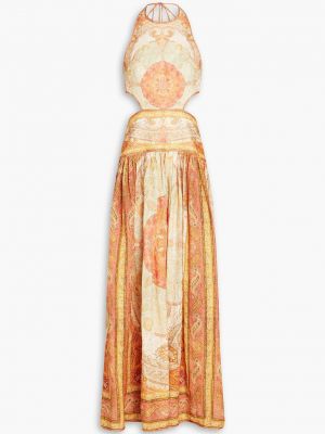 Льняное длинное платье с узором пейсли Zimmermann