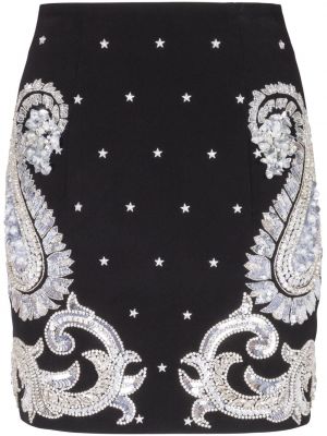 Mini suknja s paisley uzorkom Balmain crna