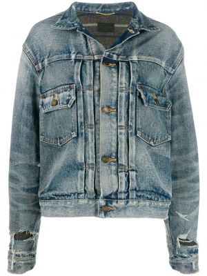 Distressed jeansjacke Saint Laurent blau