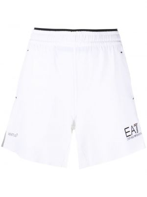 Pantaloncini sportivi con stampa Ea7 Emporio Armani bianco