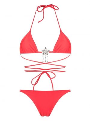 Bikini s kristali Alessandra Rich rdeča