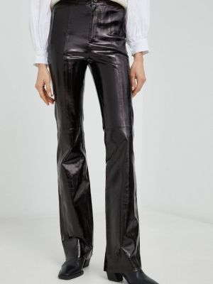 Kožené kalhoty s vysokým pasem Gestuz černé