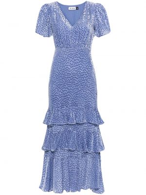 Sukienka midi z falbankami Rixo niebieska