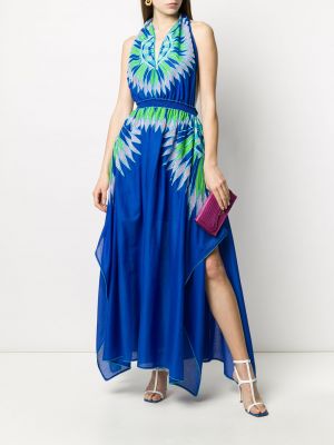 Vestido de cóctel con estampado con estampado abstracto asimétrico Emilio Pucci azul