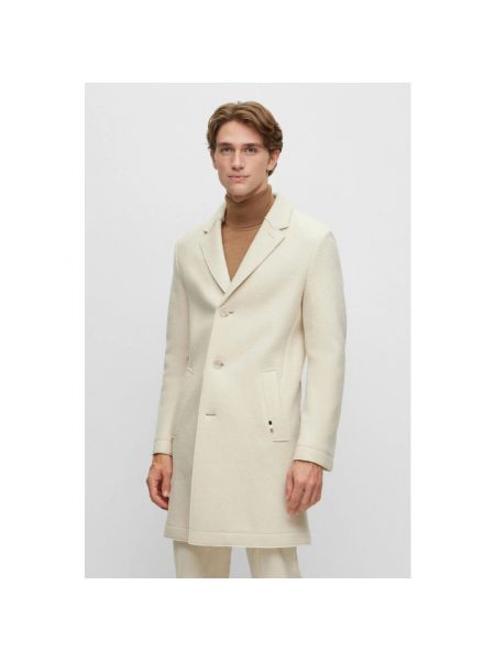 Abrigo con botones de lana slim fit Hugo Boss beige