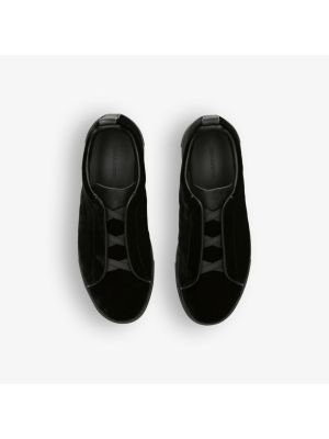 Бархатные кожаные кроссовки Ermenegildo Zegna черные