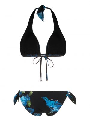 Geblümt bikini mit print Dolce & Gabbana schwarz