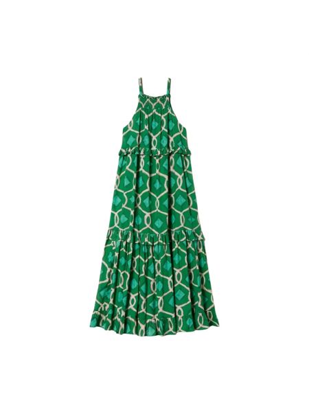Sukienka długa z nadrukiem Twinset zielona