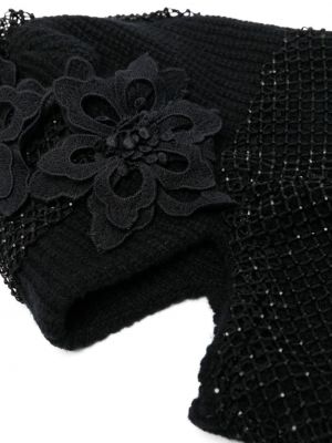 Bonnet à fleurs en tricot avec applique Who Decides War noir