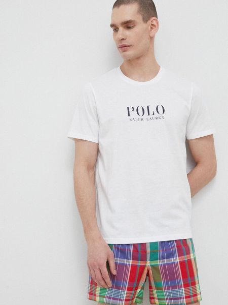 Пижама с принт с къс ръкав Polo Ralph Lauren бяло