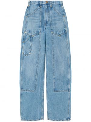 Džíny s vysokým pasem s knoflíky na zip Re/done - modrá