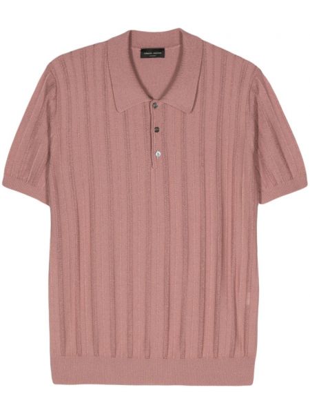 Pletena polo majica Roberto Collina ružičasta