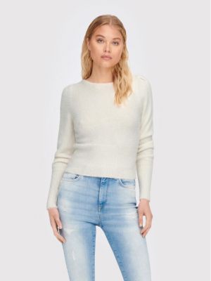 Пуловер slim Only бяло