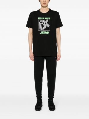T-shirt en coton à imprimé Calvin Klein noir