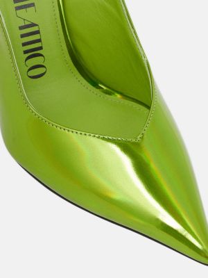 Кожени полуотворени обувки от изкуствена кожа с отворена пета The Attico зелено