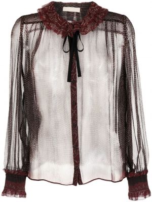 Przezroczysta bluzka z nadrukiem w abstrakcyjne wzory Ulla Johnson czarna