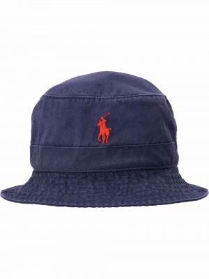 Haftowany kapelusz Polo Ralph Lauren niebieski